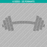 Dumbbell Gym Weight Barbell Embroidery Design - 6 Sizes - INSTANT DOWNLOAD
