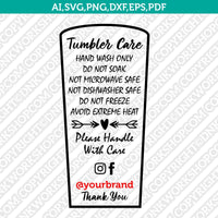 Fillable Editable PDF Tumbler Care Instructions Card Pack Printable PDF SVG Silhouette Cameo Cricut Cut File Vector Png Eps Dxf