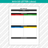 Editable SWOT ANALYSIS Template Microsoft Word | A4 & US Letter