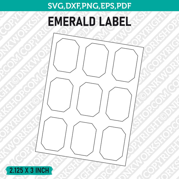 Emerald Label Template SVG Vector Cricut Cut File Clipart Png Eps Dxf