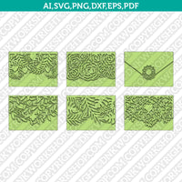 A7 Floral Envelope For 5x7 Invitation Template SVG Laser Cut File Vector Cricut Silhouette Cameo Clipart Png Dxf Eps