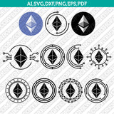 Ethereum Logo SVG Cryptocurrency Cricut CutFile Clipart Dxf Eps Png Silhouette Cameo