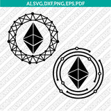 Ethereum Logo SVG Cryptocurrency Cricut CutFile Clipart Dxf Eps Png Silhouette Cameo