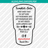 Fillable Editable PDF Tumbler Care Instructions Card Pack Printable PDF SVG Silhouette Cameo Cricut Cut File Vector Png Eps Dxf