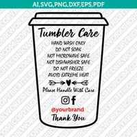 Fillable Editable PDF Tumbler Care Instructions Card Pack Printable PDF SVG Silhouette Cameo Cricut Cut File Vector Png Eps Dxf