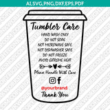 Fillable Editable PDF Tumbler Care Instructions Card Pack Printable PDF SVG Silhouette Cameo Cricut Cut File Vector Png Eps Dxf