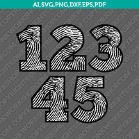 Fingerprint Numbers SVG Cut File Vector Silhouette Cameo Cricut Clipart Png Dxf Eps