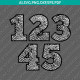 Fingerprint Numbers SVG Cut File Vector Silhouette Cameo Cricut Clipart Png Dxf Eps