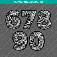Fingerprint Numbers SVG Cut File Vector Silhouette Cameo Cricut Clipart Png Dxf Eps
