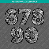 Fingerprint Numbers SVG Cut File Vector Silhouette Cameo Cricut Clipart Png Dxf Eps