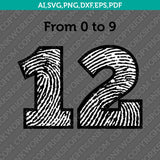 Fingerprint Numbers SVG Cut File Vector Silhouette Cameo Cricut Clipart Png Dxf Eps