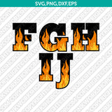 Fire Flame Number Alphabet SVG Vector Silhouette Cameo Cricut Png