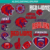 Firenze Red Lions SVG Bundle | AFLE Football Logo Vector Cricut