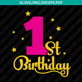 First One Birthday Girl Party Baby Silhouette Cameo SVG Vector Cricut Cut File Clipart