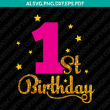 First One Birthday Girl Party Baby Silhouette Cameo SVG Vector Cricut Cut File Clipart
