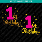 First One Birthday Girl Party Baby Silhouette Cameo SVG Vector Cricut Cut File Clipart
