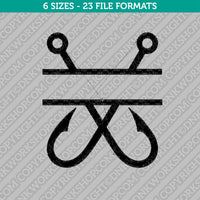 Fish Hook Split Monogram Frame Embroidery Design - 6 Sizes - INSTANT DOWNLOAD