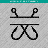Fish Hook Split Monogram Frame Embroidery Design - 6 Sizes - INSTANT DOWNLOAD