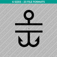 Fish Hook Split Monogram Frame Embroidery Design - 6 Sizes - INSTANT DOWNLOAD