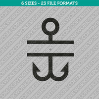 Fish Hook Split Monogram Frame Embroidery Design - 6 Sizes - INSTANT DOWNLOAD