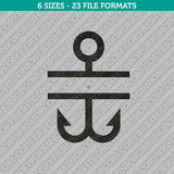 Fish Hook Split Monogram Frame Embroidery Design - 6 Sizes - INSTANT DOWNLOAD