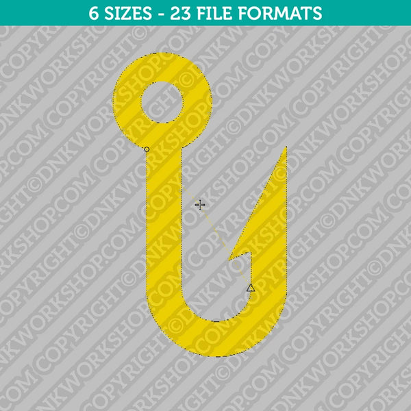 Fishing Hook Embroidery Design - 6 Sizes - INSTANT DOWNLOAD