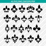 Fleur de lis Monogram Frame SVG Cut File Vector Cricut Silhouette Cameo Clipart Png Dxf Eps