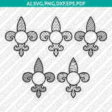 Fleur de lis Monogram Frame SVG Cut File Vector Cricut Silhouette Cameo Clipart Png Dxf Eps