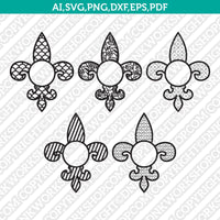 Fleur de lis Monogram Frame SVG Cut File Vector Cricut Silhouette Cameo Clipart Png Dxf Eps