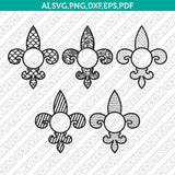 Fleur de lis Monogram Frame SVG Cut File Vector Cricut Silhouette Cameo Clipart Png Dxf Eps
