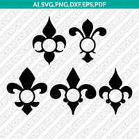 Fleur de lis Monogram Frame SVG Cut File Vector Cricut Silhouette Cameo Clipart Png Dxf Eps