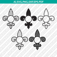 Fleur de lis Monogram Frame SVG Cut File Vector Cricut Silhouette Cameo Clipart Png Dxf Eps