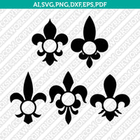 Fleur de lis Monogram Frame SVG Cut File Vector Cricut Silhouette Cameo Clipart Png Dxf Eps