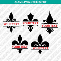 Fleur de lis Split Monogram Frame SVG Cut File Vector Cricut Clipart Png Dxf Eps