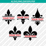 Fleur de lis Split Monogram Frame SVG Cut File Vector Cricut Clipart Png Dxf Eps