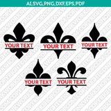 Fleur de lis Split Monogram Frame SVG Cut File Vector Cricut Clipart Png Dxf Eps