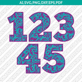 Flower Floral Numbers SVG Cut File Vector Silhouette Cameo Cricut Clipart Png Dxf Eps