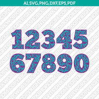 Flower Floral Numbers SVG Cut File Vector Silhouette Cameo Cricut Clipart Png Dxf Eps