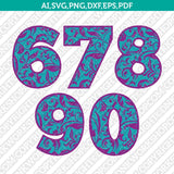 Flower Floral Numbers SVG Cut File Vector Silhouette Cameo Cricut Clipart Png Dxf Eps