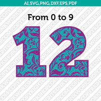Flower Floral Numbers SVG Cut File Vector Silhouette Cameo Cricut Clipart Png Dxf Eps