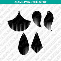 Fringe Acrylic Wood Leather Earring Template SVG Laser Cut File Vector Cricut Silhouette Cameo Clipart Png Dxf Eps