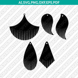 Fringe Acrylic Wood Leather Earring Template SVG Laser Cut File Vector Cricut Silhouette Cameo Clipart Png Dxf Eps