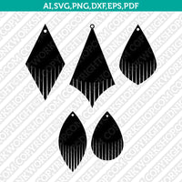 Fringe Acrylic Wood Leather Earring Template SVG Laser Cut File Vector Cricut Silhouette Cameo Clipart Png Dxf Eps