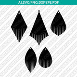 Fringe Acrylic Wood Leather Earring Template SVG Laser Cut File Vector Cricut Silhouette Cameo Clipart Png Dxf Eps