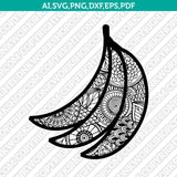 Fruits Grape Strawberry Banana Watermelon Carrot Zentangle SVG Laser Cut File Vector Cricut Silhouette Cameo Clipart Png Dxf Eps