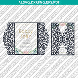 Gate Fold SVG Wedding Invitation Template Quinceanera Christening Envelope Cutting File Silhouette Cameo Cricut SVG Clipart Png Eps Dxf Laser Cut File