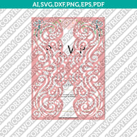 Gate Fold Wedding Invitation Template Quinceanera Christening Envelope Silhouette Cameo Cricut SVG Clipart Png Eps Dxf Laser Cut File