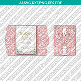 Gate Fold Wedding Invitation Template Quinceanera Christening Envelope Silhouette Cameo Cricut SVG Clipart Png Eps Dxf Laser Cut File