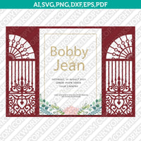 Gate Fold Wedding Invitation Template Quinceanera Christening SVG Laser Cut File Vector Cricut Silhouette Cameo Clipart Png Dxf Eps