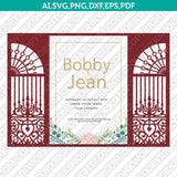 Gate Fold Wedding Invitation Template Quinceanera Christening SVG Laser Cut File Vector Cricut Silhouette Cameo Clipart Png Dxf Eps